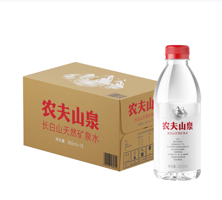 38 农夫山泉长白山天然矿泉水380ml*15瓶*2箱 领30-7劵 - 清风线报