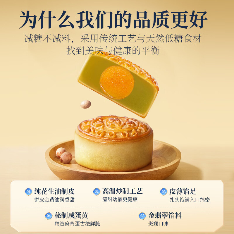 9.80 苏氏荣华月饼.低糖蛋黄金翡翠莲蓉月饼100g 年广东老字号 - 线报酷
