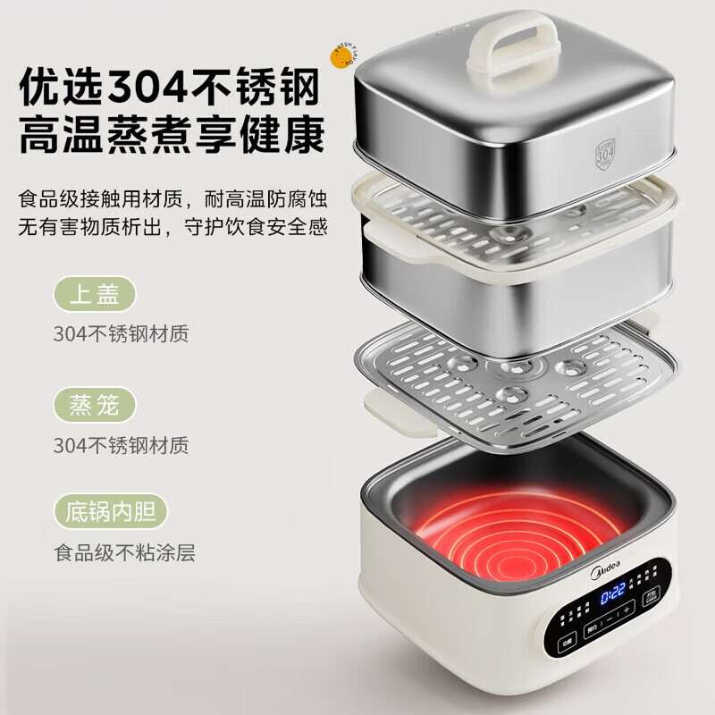 美的304不锈钢蒸笼电蒸锅9.3L 167.42元 - 线报酷