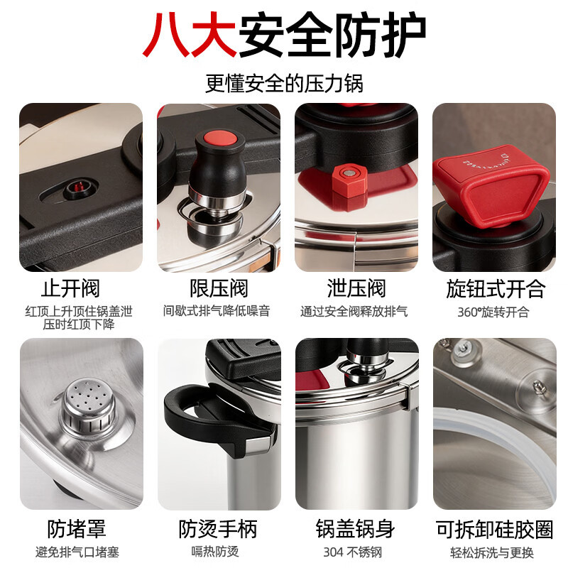 双喜304不锈钢夹钳式家用高压锅22cm/4L 189.5元 - 线报酷