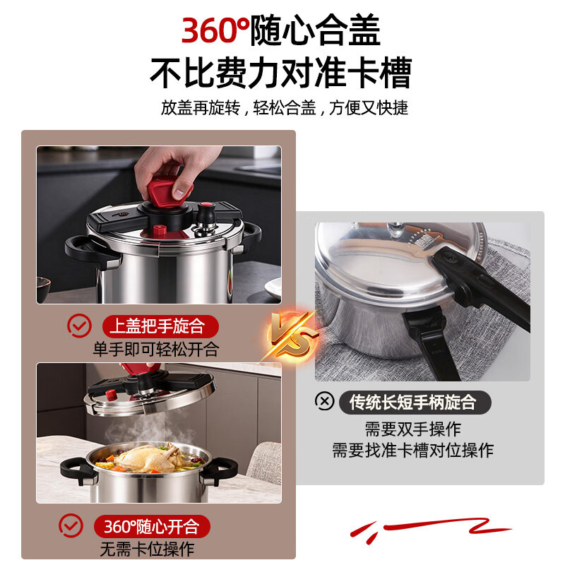 双喜304不锈钢夹钳式家用高压锅22cm/4L 189.5元 - 线报酷