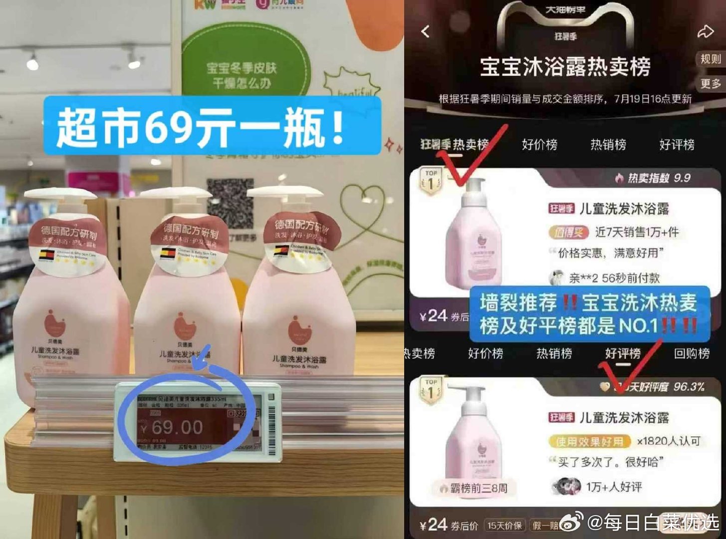 贝德美儿童洗沐2合1 335ml*2瓶 39元 - 86线报