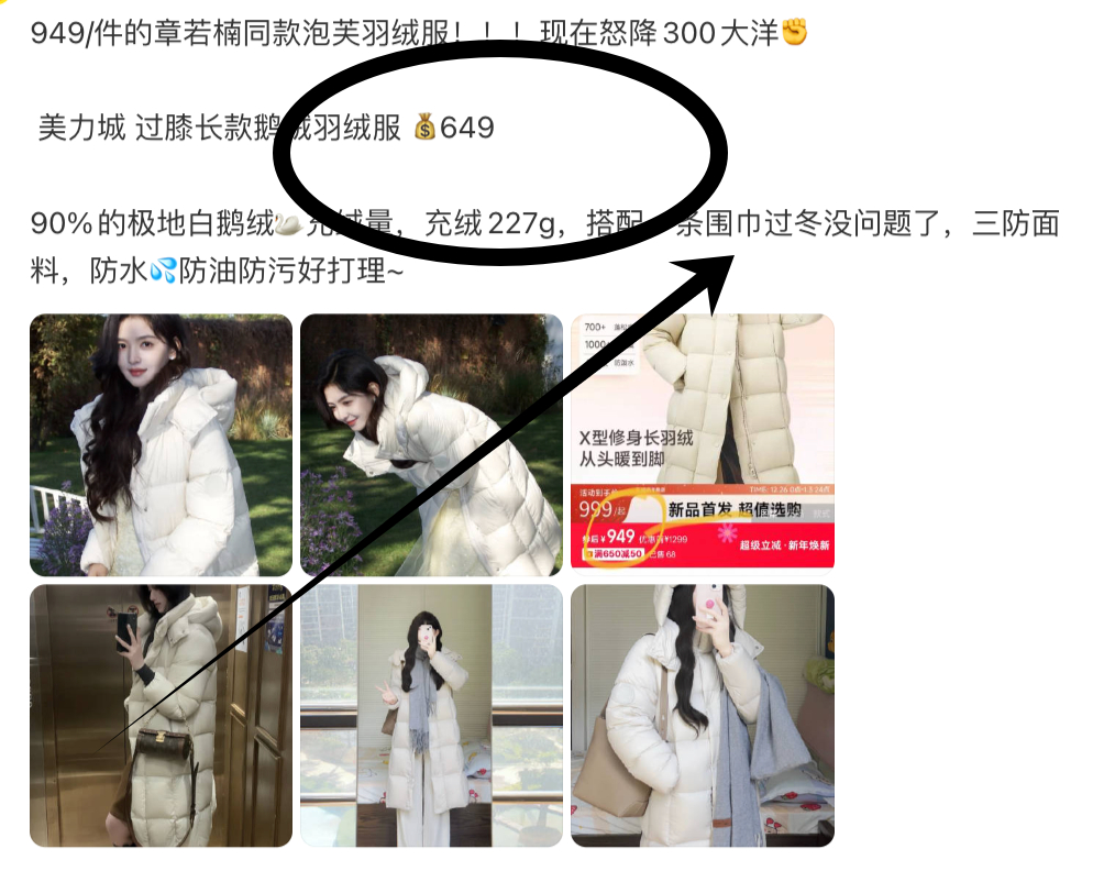 美力城泡芙鹅绒长款羽绒服 313元 - 86线报