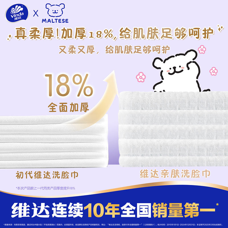 维达悬挂洗脸巾120抽加大L码 12元 - 折送网