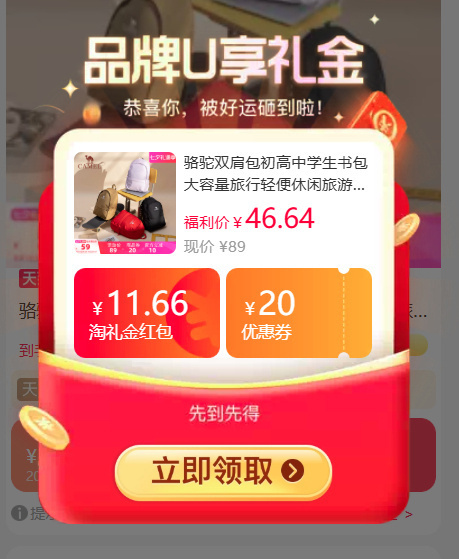 骆驼休闲双肩包 39元 - 86线报