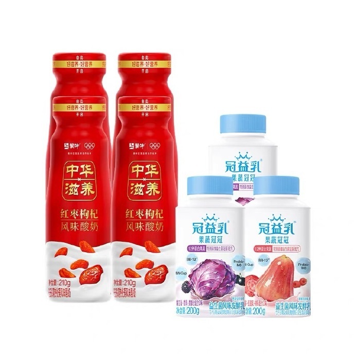 蒙牛果蔬冠冠+中华滋养酸奶组合7瓶+随机赠饮品200g*3瓶 29.41元 - 86线报