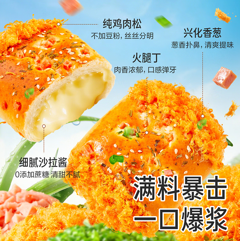 良品铺子肉松火腿面包500g 15.9元 - 86线报