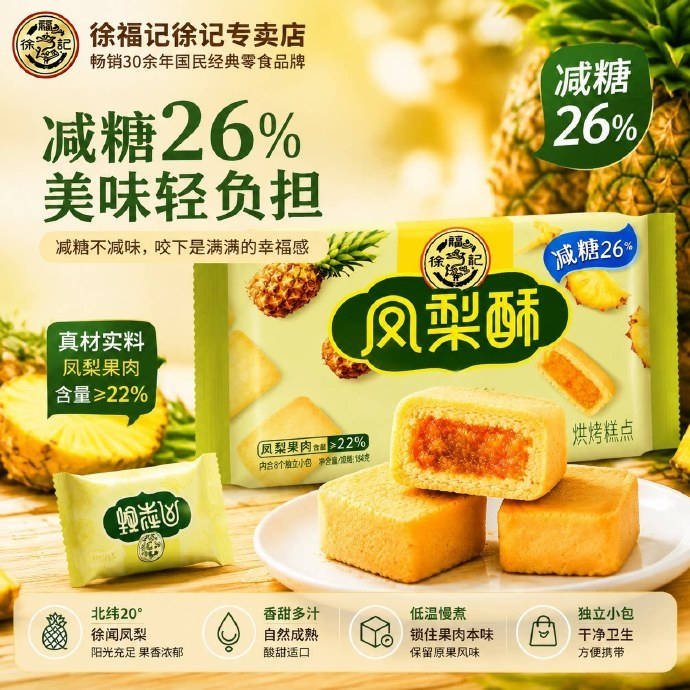 15.69 徐福记.凤梨酥184g*3袋 - 86线报