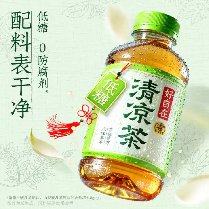 9.82 元气森林.好自在清凉茶低糖凉茶植物饮料500ml*4瓶 - 86线报