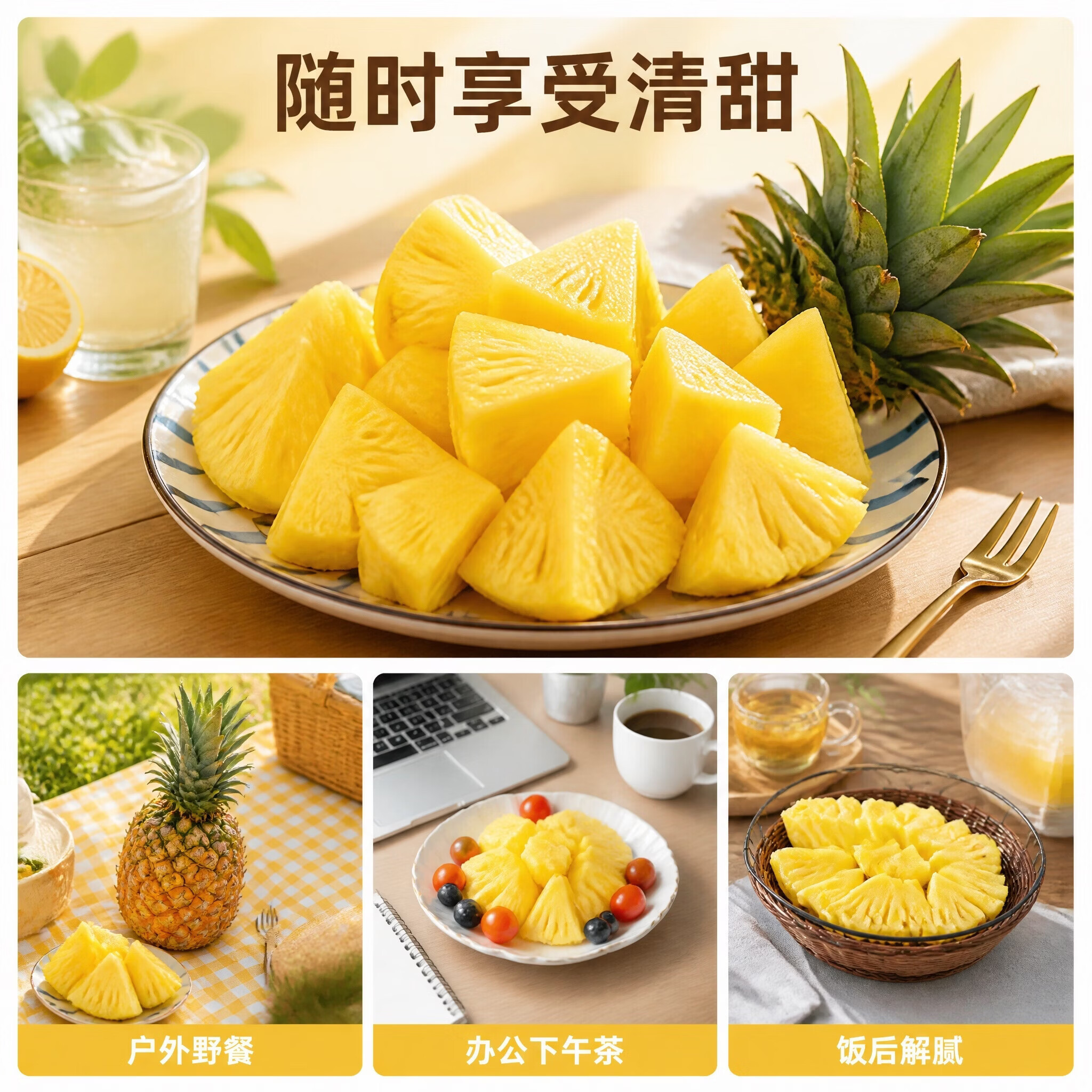 海南金钻凤梨带箱4斤（净重3.6斤/2个装）手撕凤梨果肉金黄脆甜 14.98元 - 线报酷