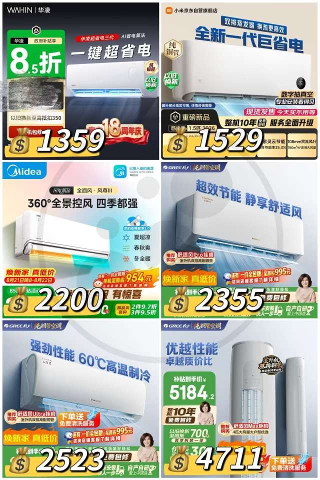 华凌超省电pro大1.5匹 1359元，小米巨省电26款1.5匹 1529元 - 86线报