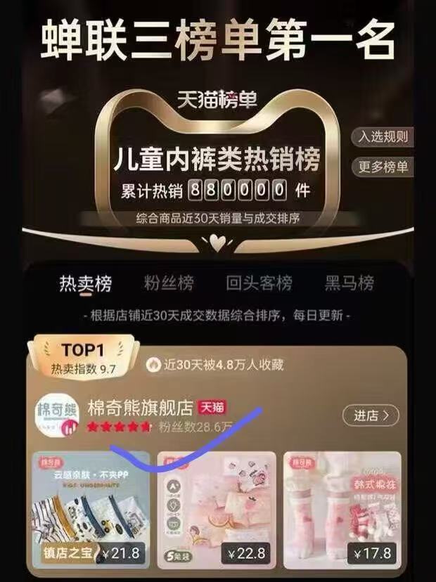棉奇熊儿童内裤4条 18.6元 - 86线报