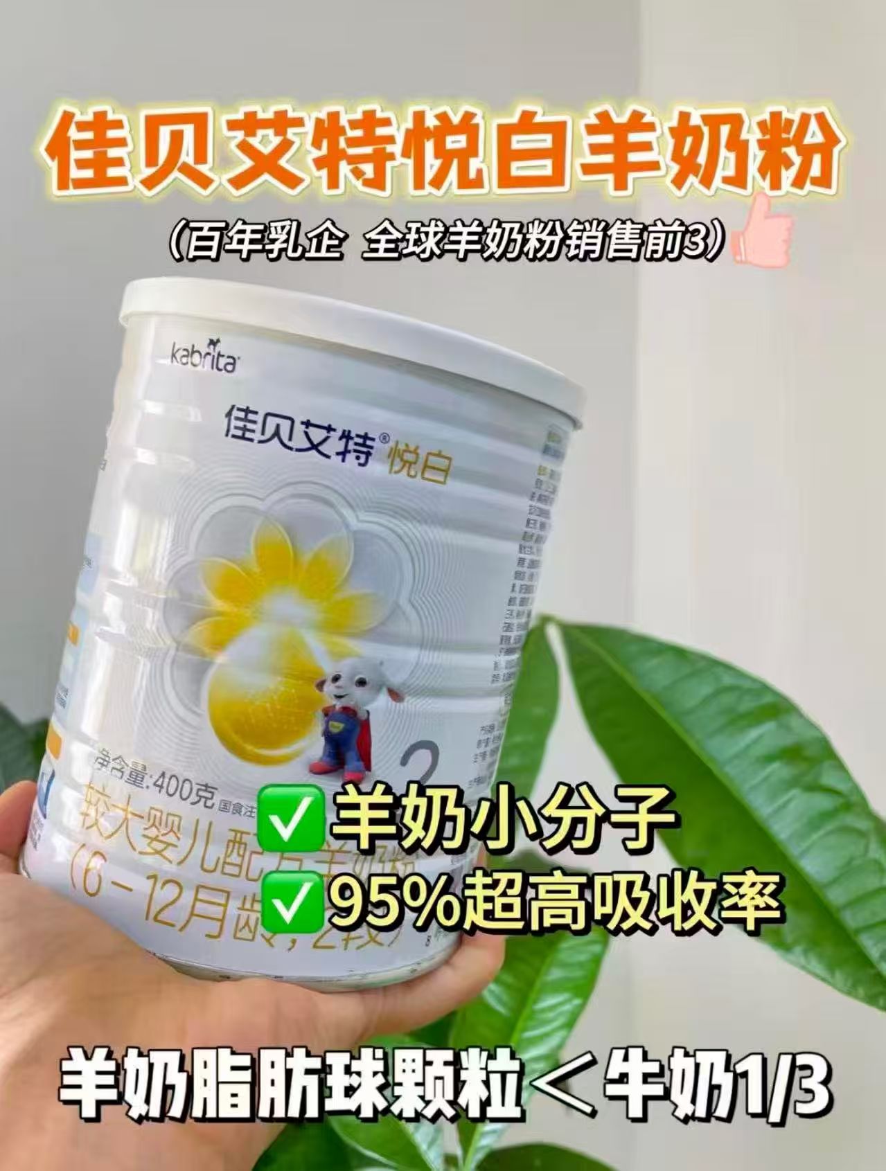 佳贝艾特悦白羊奶粉1段400g 134.8元，佳贝艾特悦白羊奶粉2段400g 134.8元 - 86线报
