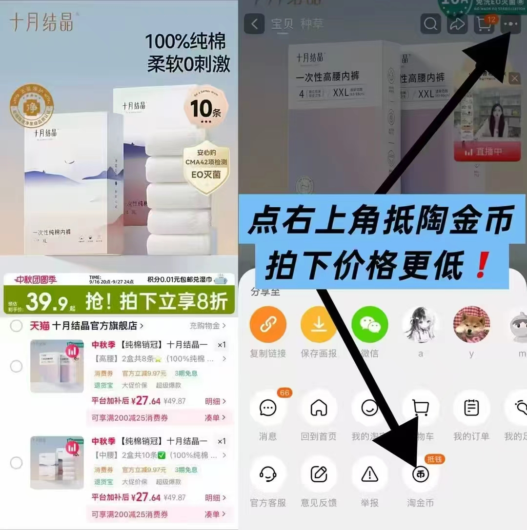 十月结晶柔护款一次性溢乳垫100片 19元，十月结晶高腰款孕妇一次性内裤8条 27元 - 线报酷