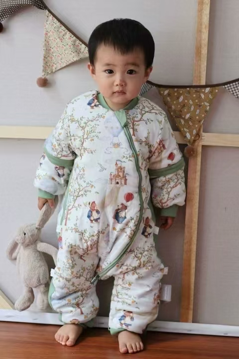 imomoto婴儿澳棉秋冬款宝宝恒温保暖防踢纯棉豆豆绒儿童分腿睡袋B - 线报酷