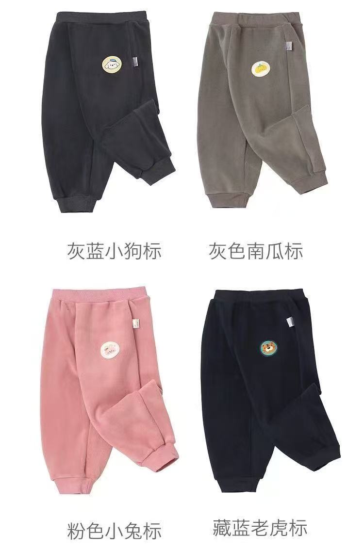 小猪大卫春秋冬加厚颗粒绒纯色宽松男童女宝宝长裤1-3岁任选2件 39.8元 - 线报酷