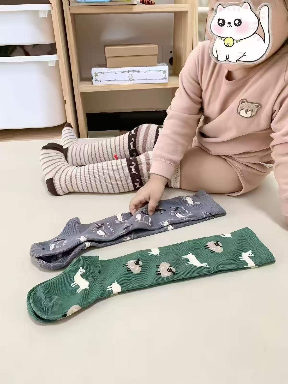 嫚熙儿童长筒袜小月龄保暖新生儿袜3双 39元 - 86线报