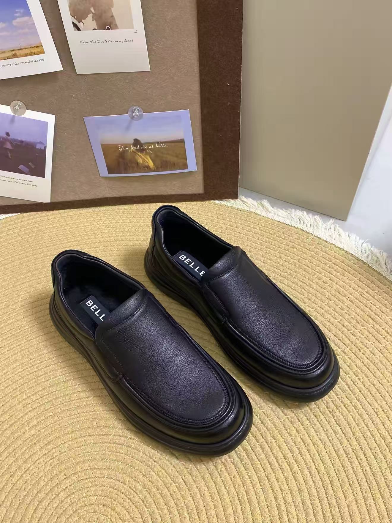 百丽男鞋一脚蹬加绒保暖商务休闲羊皮鞋8TU01C 216元 - 86线报