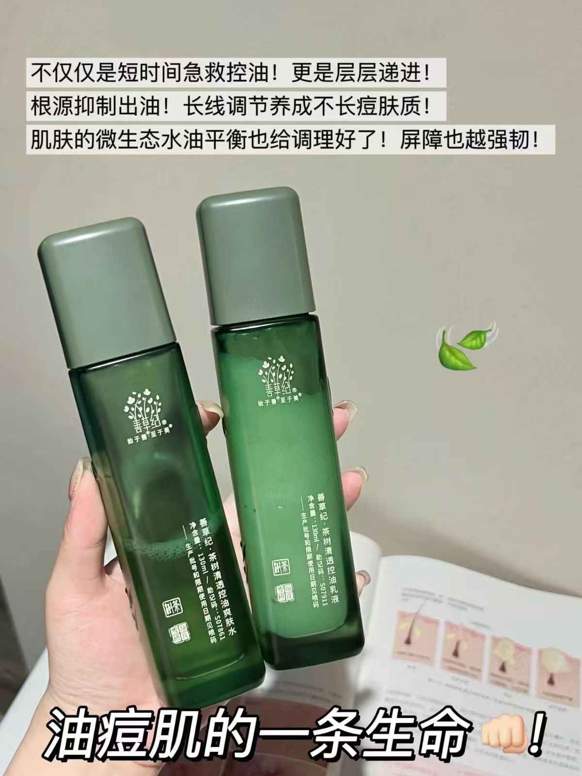 善草纪茶树控油祛痘水乳套装水130ml×2+乳130ml 121元 - 86线报