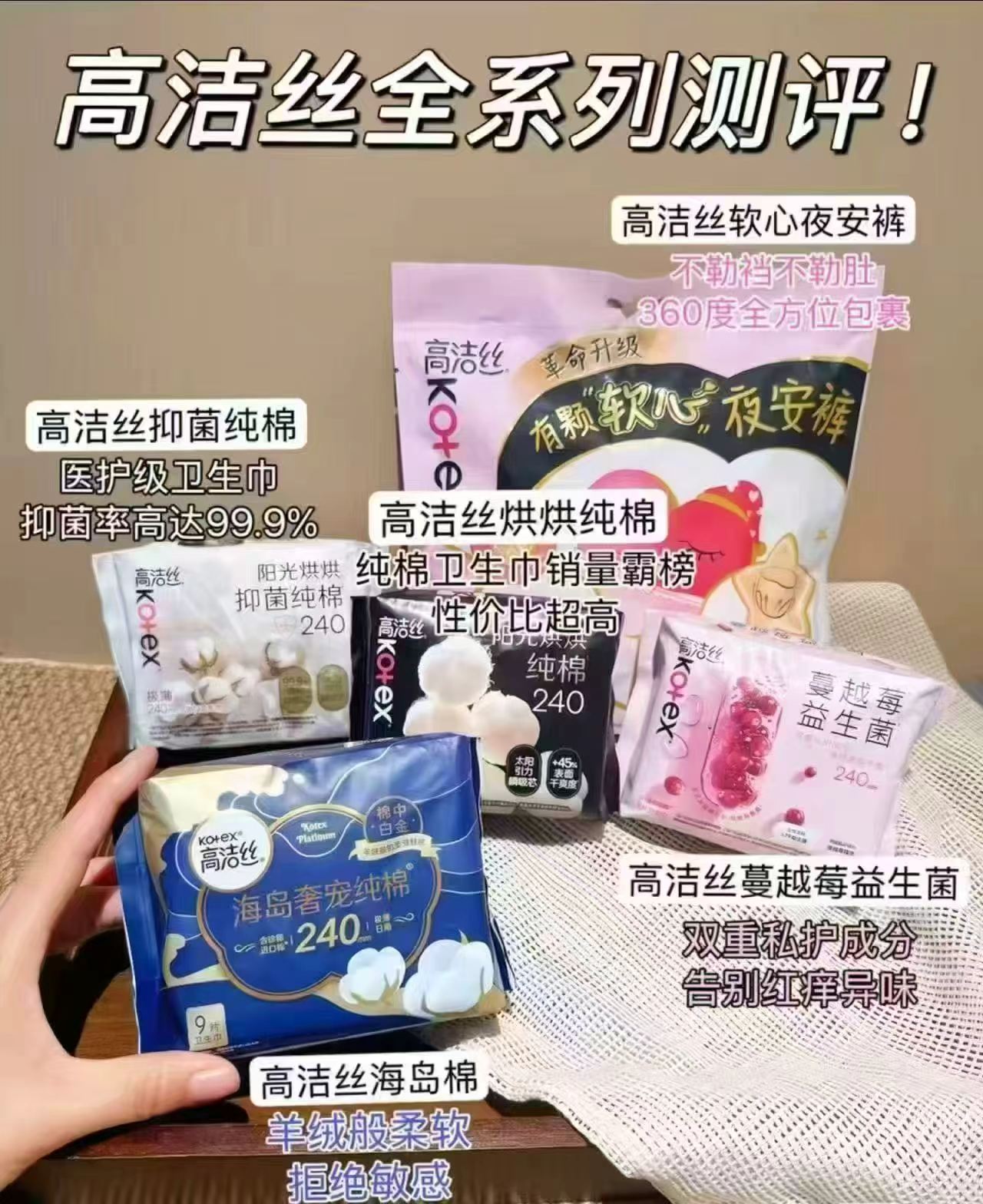 高洁丝日用夜用卫生巾护垫迷你巾安睡裤夜安裤任选拍3组最多得240片 44元 - 86线报