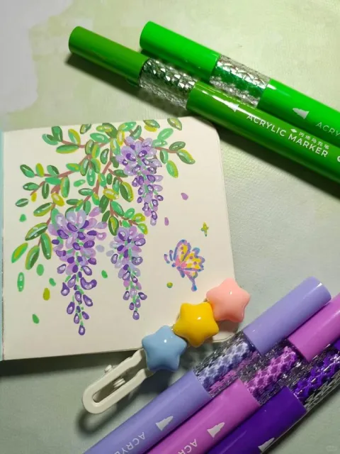 得力丙烯马克笔星闪高纯色强覆盖力硬头防水小学生美术生专用画笔层叠盒幼儿园拍立得绘画涂鸦彩笔 图片 5