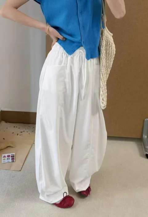 MissWiss凉感阔腿裤女夏薄款松弛垂坠显瘦休闲裤宽松夏季高腰休闲 图片 1