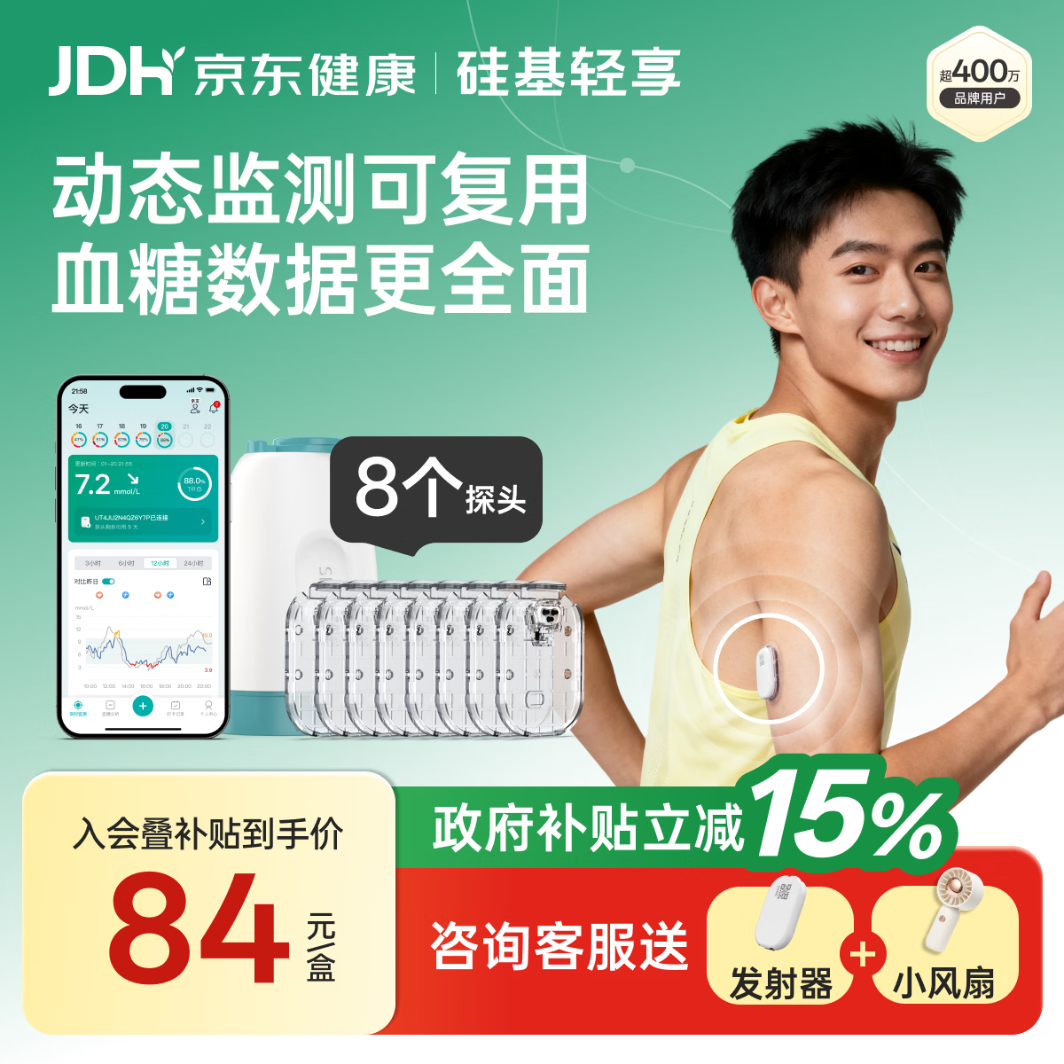 硅基动感轻享分体式动态血糖仪持续葡萄糖监测系统8个装不含发射器 764.15元 - 86线报
