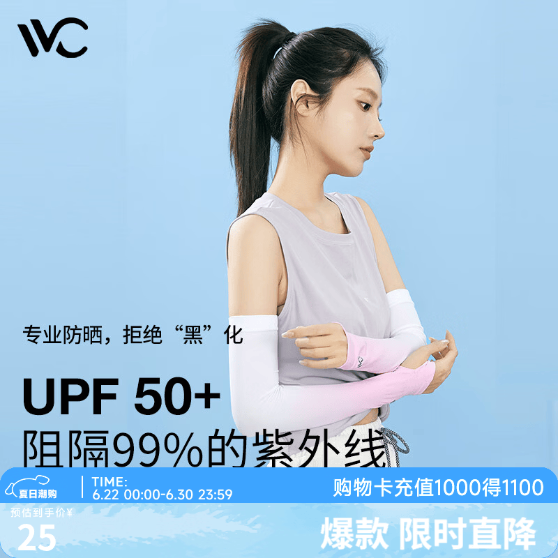 VVC防晒冰丝袖套有指款渐变粉 需买2件 9.9元 - 86线报