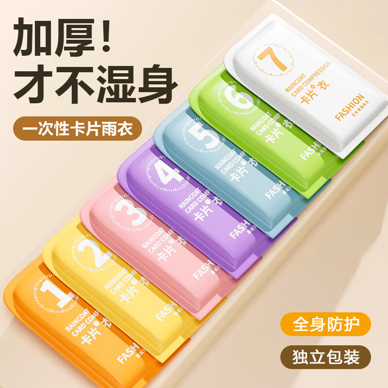ToMill一次性雨衣加厚便携式卡片雨衣长款防暴雨成人款外穿雨披3件彩色 6.73元 - 86线报