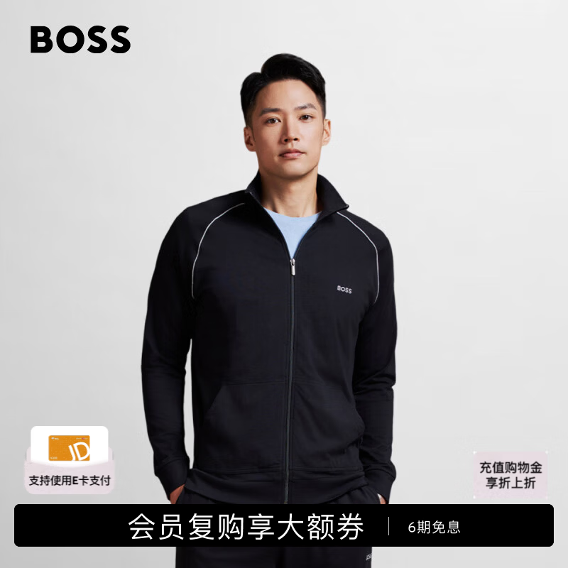 BOSS经典款男细节装饰弹力棉质运动风拉链夹克 001-黑色 S 435元 - 86线报