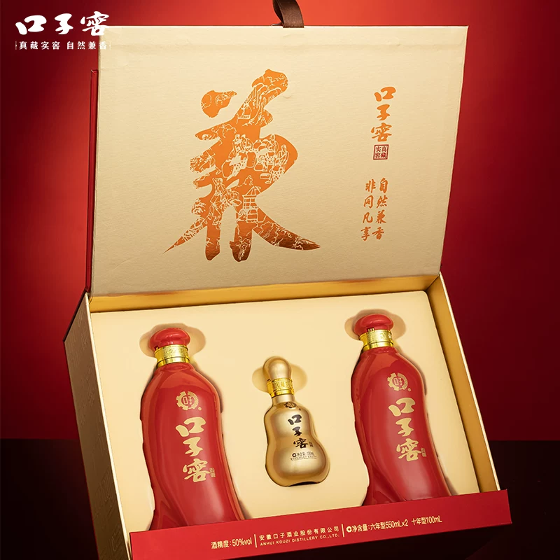 口子窖6年型50度550ml*2瓶+100ml*1瓶白酒礼盒 192.29元 - 折送网