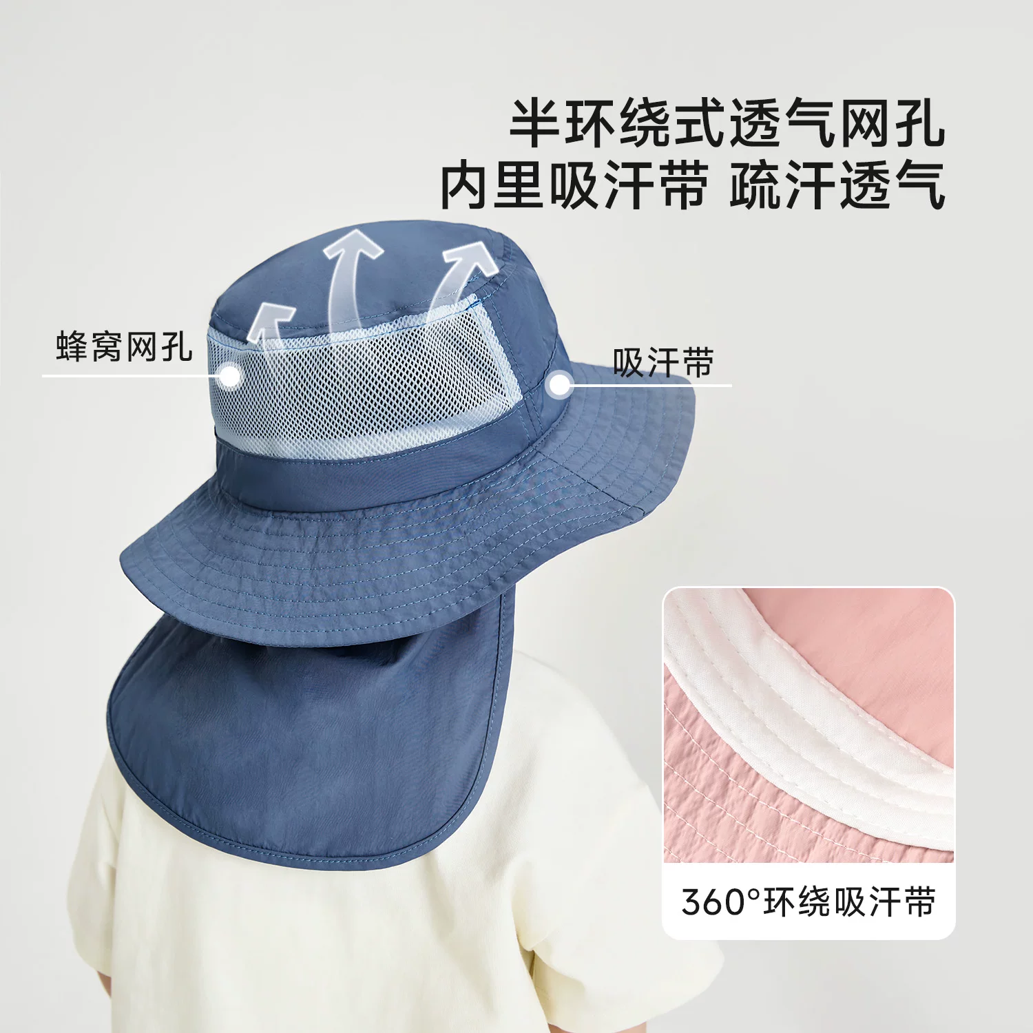 尼多熊2025宝宝帽子防晒帽婴儿网眼渔夫帽透气男女儿童披肩帽夏款 8.9元 - 86线报