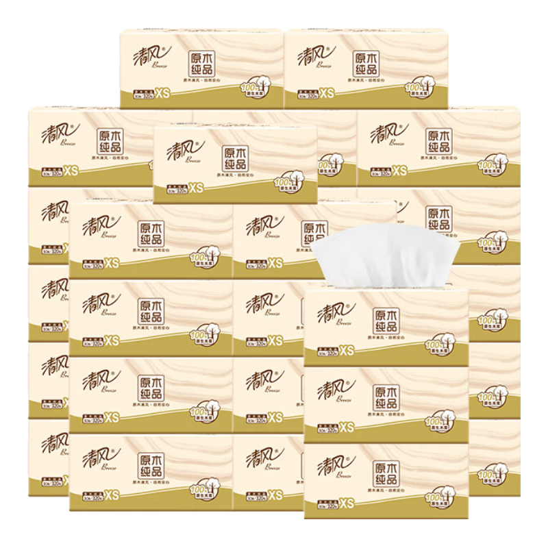 清风原木纯品抽纸4层加厚320张×8包 6.9元 - 86线报