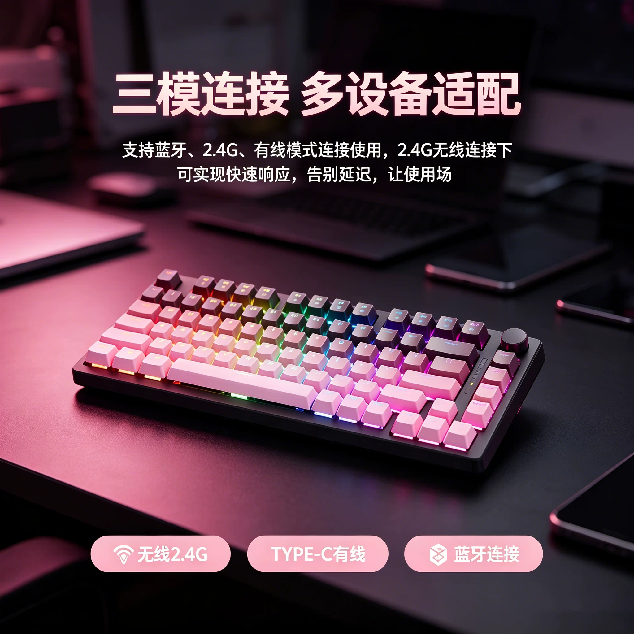 机械雀RS9无线三模蓝牙机械键盘游戏办公电竞75配列青轴RGB女生 66.64元 - 86线报 机械雀RS9无线三模蓝牙机械键盘游戏办公电竞75配列青轴RGB女生 66.64元 - 86线报