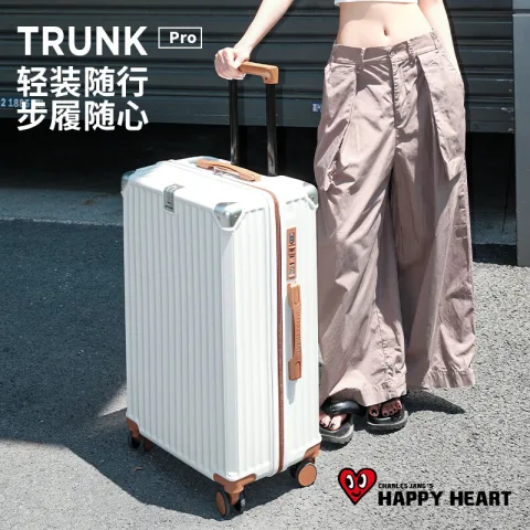 限移动端、京东百亿补贴：CHARLES JANG'S HAPPY HEART 查尔斯 多功能行李箱万向轮旅行箱 白配蓝20英寸 129元 图片 1