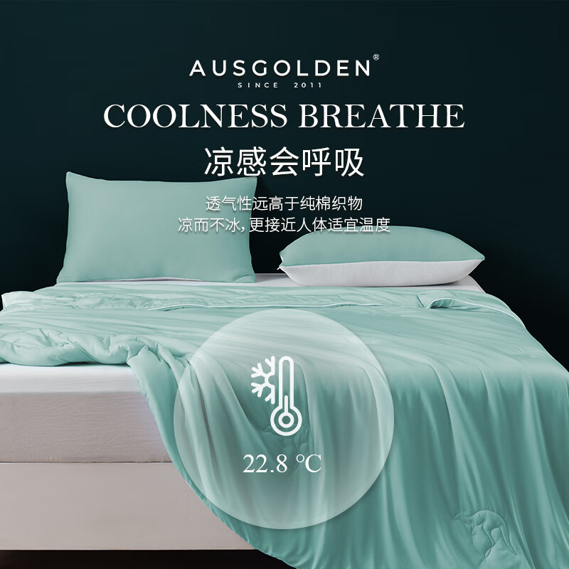 AusGolden尼尔森防螨抗菌A类夏凉被浅灰色200*230可水洗 64元 - 线报酷