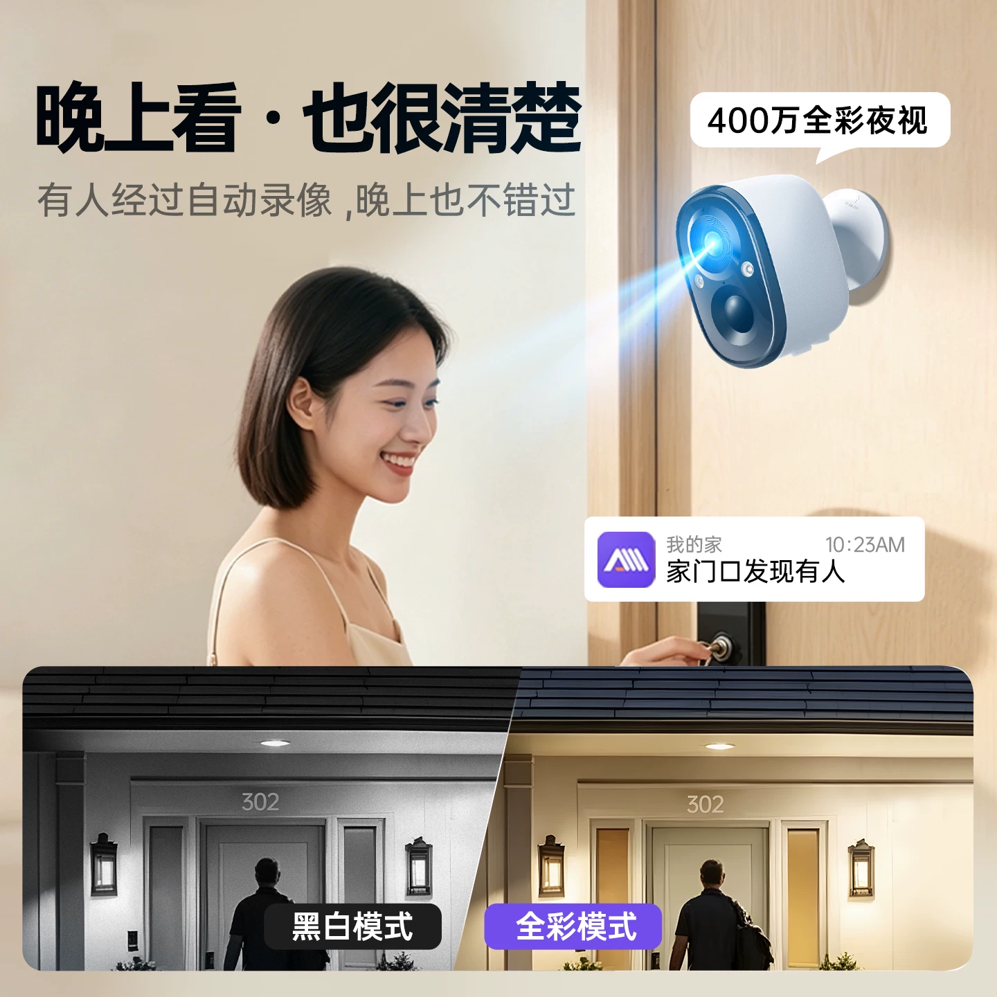 神眸2K超清监控摄像头免插电WIFI无线版 107.1元 - 86线报