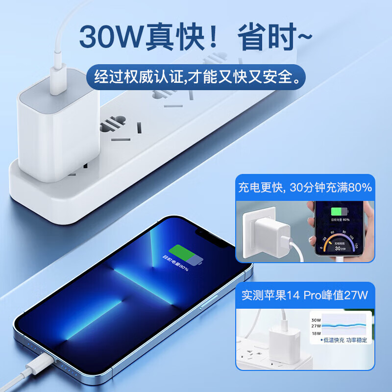 今典30W氮化镓快充单口线充套装1.5米手机充电器 8.9元 - 清风线报