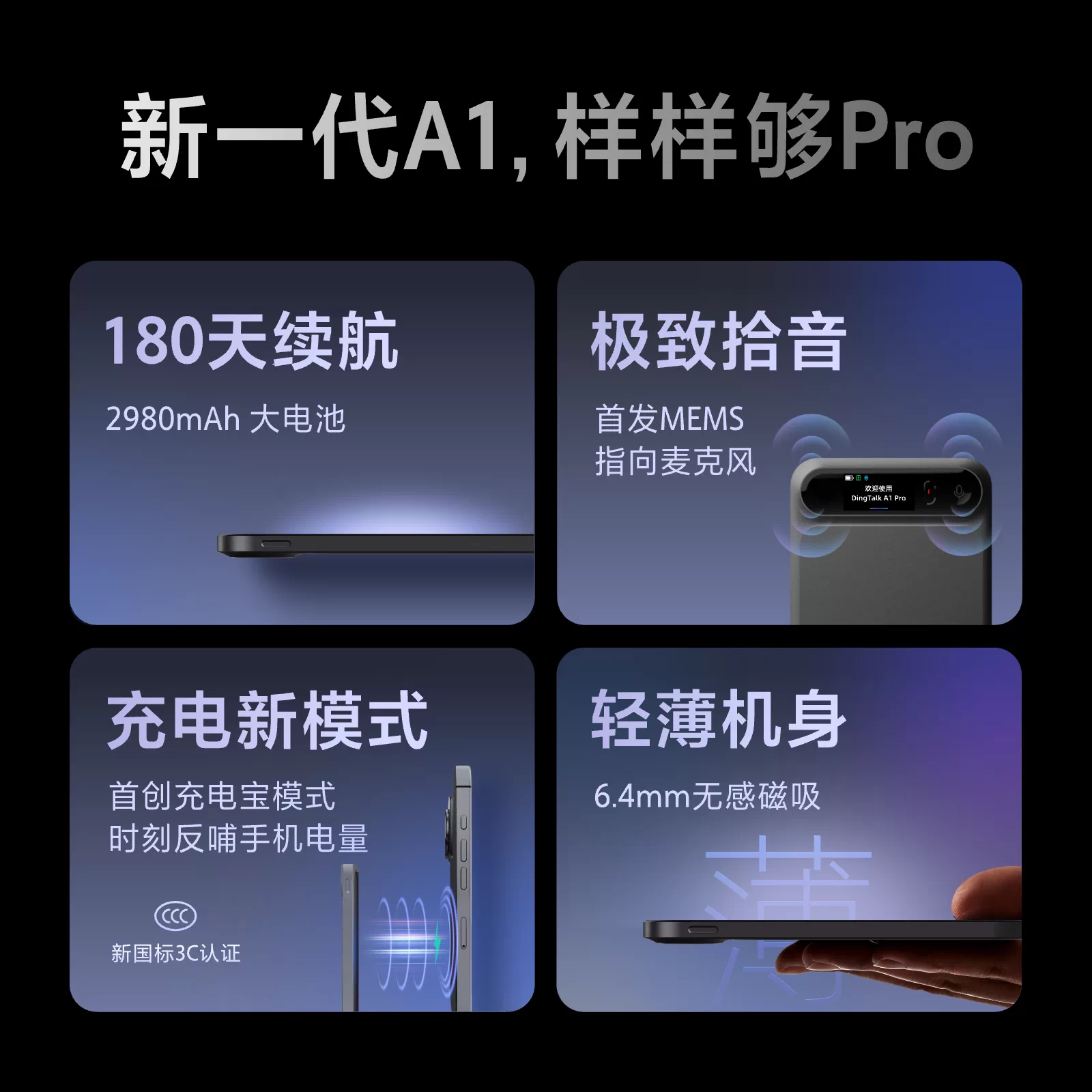 钉钉A1Pro AI录音笔磁吸充电宝 1249元 - 86线报