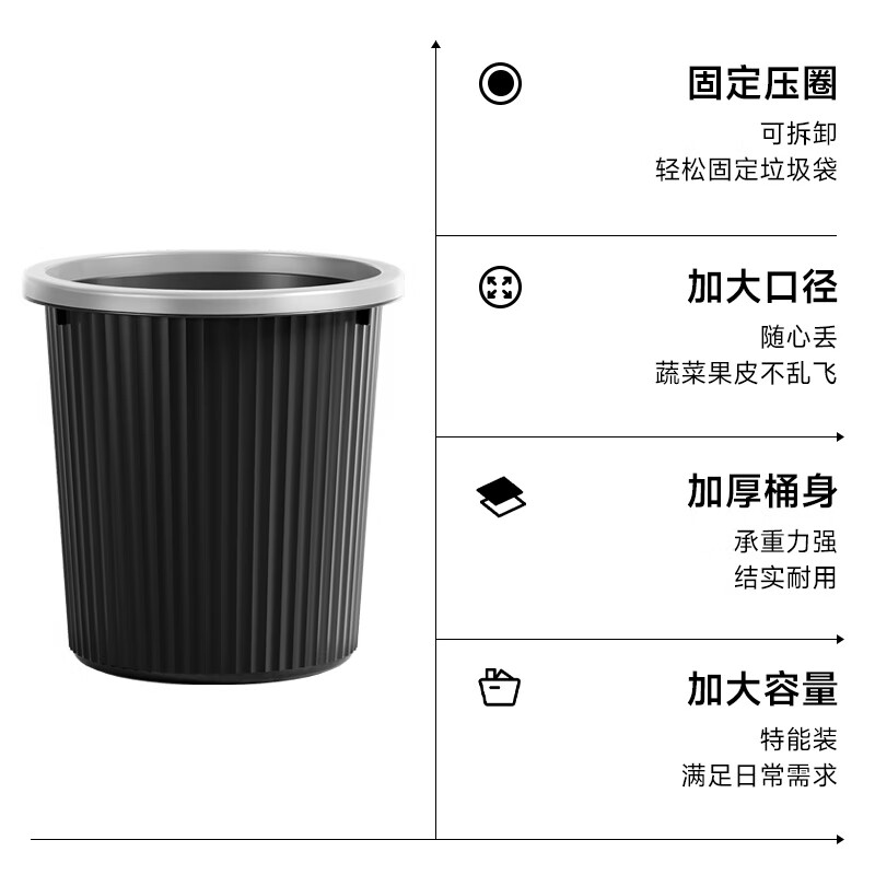 五月花WYH-GB102无盖压圈垃圾桶17L 7.9元 - 86线报