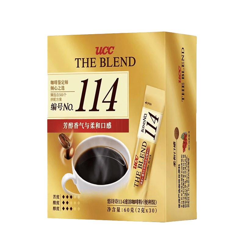 悠诗诗UCC117速溶咖啡粉无蔗糖冻干黑咖啡60g×30条 44.7元 - 折送网