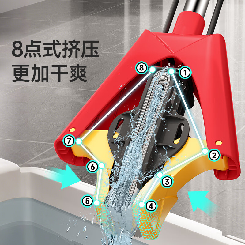 美丽雅免手洗胶棉拖把28cm对折双重挤水不锈钢杆 12.9元 - 86线报