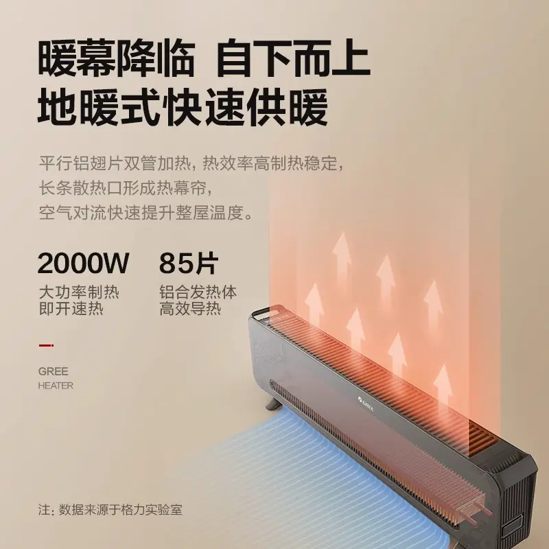 格力NJF-X6020踢脚线取暖器黑色 200.24元 - 线报酷