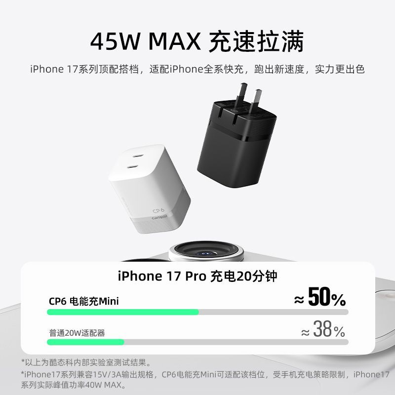 酷态科CP6电能充Mini 67W低温快充手机充电器 50.2元 - 清风线报