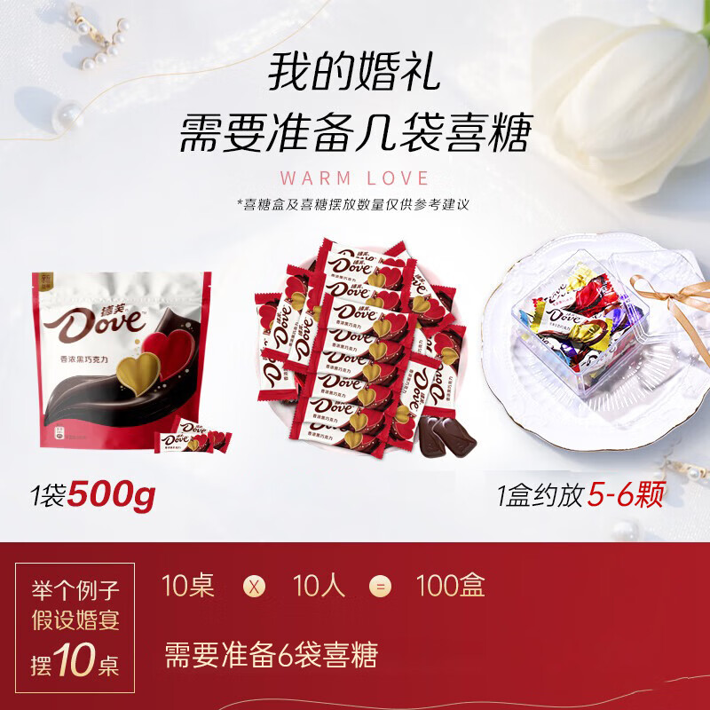 德芙香浓黑巧克力500g散装婚庆版 36.9元 - 86线报
