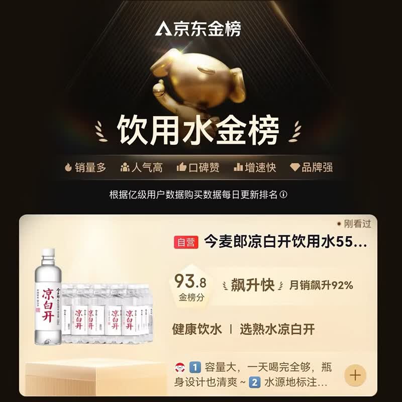 今麦郎凉白开饮用水550mL*24瓶/箱 21.9元 - 86线报