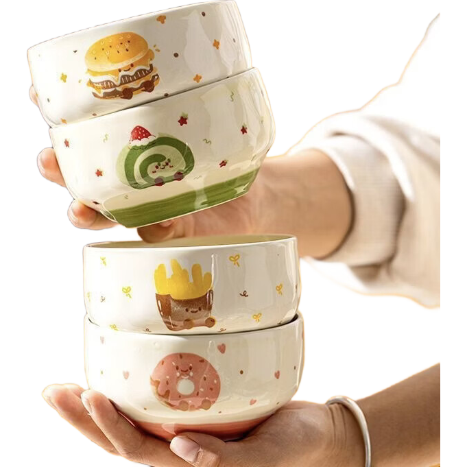 碗家用吃饭碗4.5英寸奶油碗2只装ins风陶瓷釉下彩 2.9元 - 线报酷