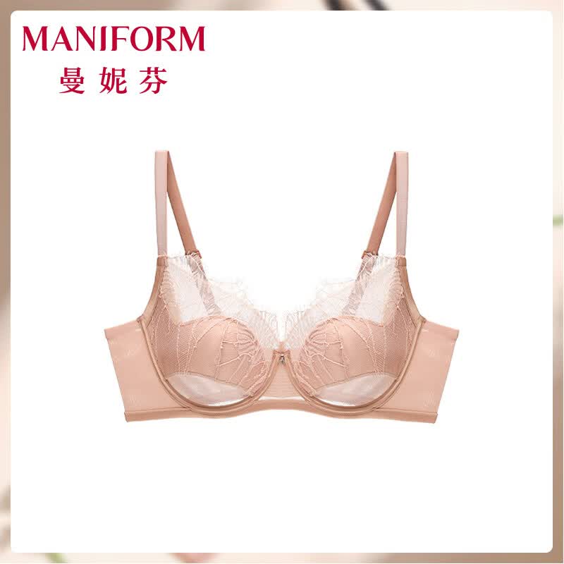 曼妮芬吉赛尔奢华睫毛蕾丝胸罩琥珀流光80D 99.5元 - 美泡泡