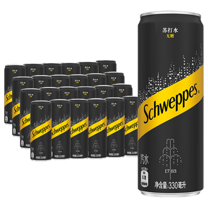 可口可乐怡泉Schweppes无糖零卡苏打水330ml*24罐 32.13元 - 86线报