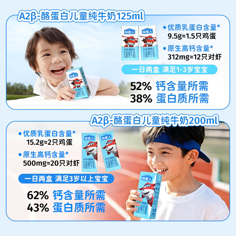 哞星人认养一头牛A2β酪蛋白纯牛奶儿童牛奶125ml*10宝宝牛奶礼盒 - 86线报
